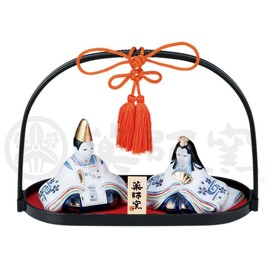 Dyed Nishiki Tekago Hinamatsu (With Large Basket) [Male Hina 2.7 inches (7 cm), Female Hinamatsu 6 cm