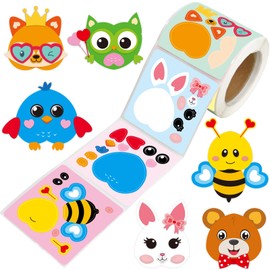 Valentine’s Day Stickers for Kids Make Your Own Animal Sticker Heart Rolled Scene Stickers 200Pcs for Classroom Home School Party