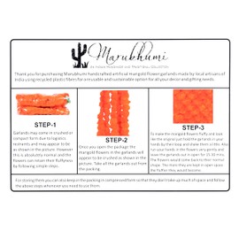 Marubhumi - 5 tiras de guirnaldas de flores artificiales de caléndula, 1.4 m largo, decoración típica india, Navidad, regalo boda, fiesta temática floral, manualidades, telón fondo (naranja claro)