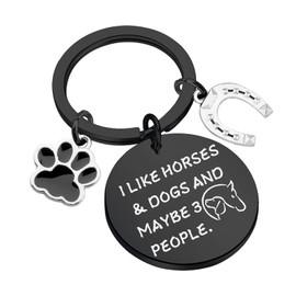 PLITI Horse Gift Dog Gift Horse Rider Dog Lover Gift i Like Horses & Dogs And Maybe 3 People Keychain For Horse Lover Equestrian Cowgirl Dog Mom Gift (I LIKE HORSES & DOGS BLCA)