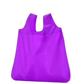 fiXte Reusable Fold Away Shopping Bag Eco Friendly Foldable Travel Grocery Carrier with Carry Pouch and Clip (Purple)
