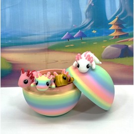 Generic 4 pcs Mini Axolotl with Egg, 3D Printed Articulated Fidget Toy, Multicolor, Sensory, Stress Relief, All Ages, 3 inches