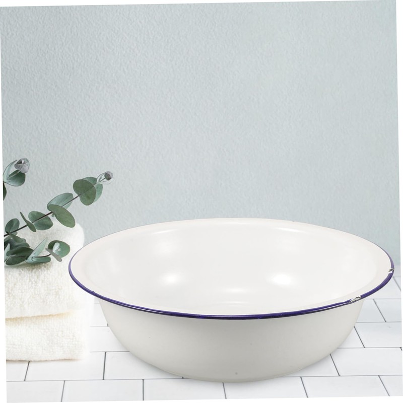 Gogogmee Enamel Footbath Foot Soaking Basin Camping Basin Enamel Bowl