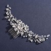 Lenjicons Elegant Flower Pearls Rhinestone Hair Comb Crystal Rhinestone Wedding