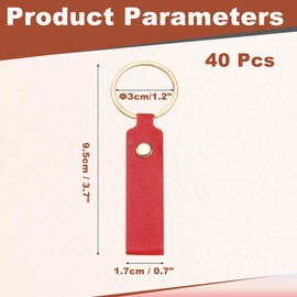 MECCANIXITY 40 Pcs PU Leather Keychain Blanks Bulk Laser Engraving Keychain Leather Key Fob Kit with Key Rings for DIY Supplies Gifts (Bright Red, 3.7" x 0.7")