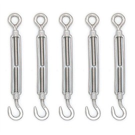Mecollection 5pcs M8 Stainless Steel 304 Hook & Eye Turnbuckle Hook Wire RopeTension