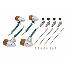 POSH 010098-33 Motorcycle Supplies, Bullet Type Turn Signal, Vehicle Specific Set SR400/FI ('85~), SR500 ('85~'98), Plated Body, Orange Lens