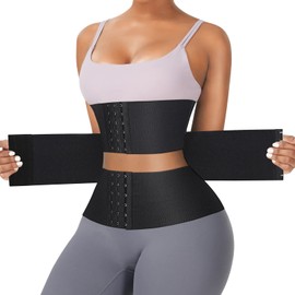 FeelinGirl Waist Trainer For Women Under Clothes,Tummy Control Underbust Sports Workout Hourglass Body Shaper Plus Size Black XXL