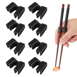 WOOXDYUK 8 pieces chopsticks helper, chopsticks auxiliary, plastic chopsticks clip, easy to use, for clamping things, children adults practice with chopsticks (black)