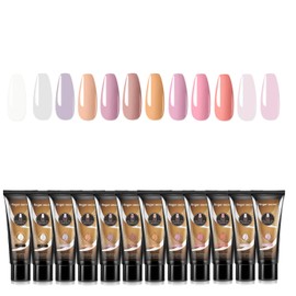 Finger Secret Nail Extension Gel,Poly Gels 12-Colors Set,Multiple Extension Poly Gels Nail Combinations for You to Choose,Extend Gel Combination with Nails Gel to Create Stylish Manicure (E6, 1SET)