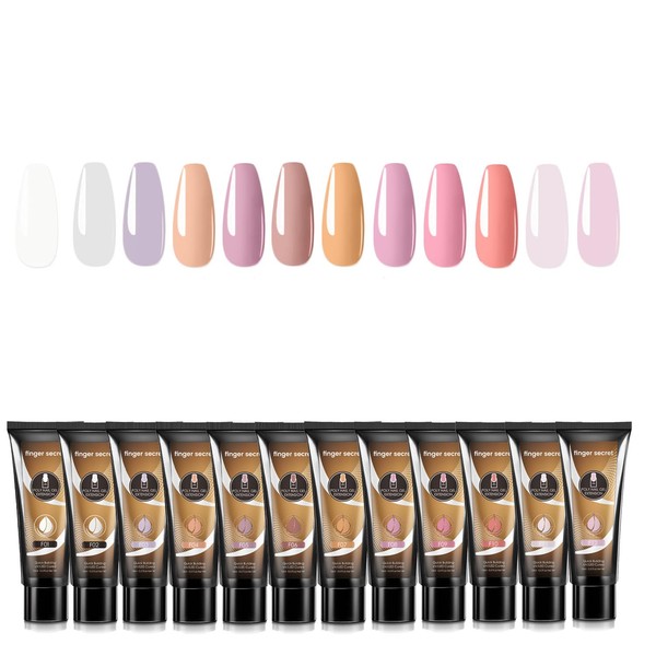 Finger Secret Nail Extension Gel,Poly Gels 12-Colors Set,Multiple Extension Poly