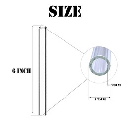 PQAPGT 6 Inch Long 10 Pieces Glass Borosilicate Blowing Tubes 12 mm OD 2mm Thick Wall Tubing Clear Tubes