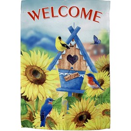 Spring Sunflowers Welcome Garden Flag – 12" x 18", Double Sided, Birdhouse, Summer Decorations, Home Decor, Garden Decor, Fundraiser, Greeting, School Classroom, Christmas, Easter