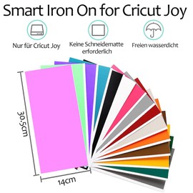 TAOYIO Smart Iron On for Cricut Joy, Pack of 15, 14 cm x 30.5 cm, Heat Transfer Vinyl Flex Film, Plotter Textile, Easy to Cut & Weed, Plotter Film Textile, Clothing Iron-On Film, T-Shirts