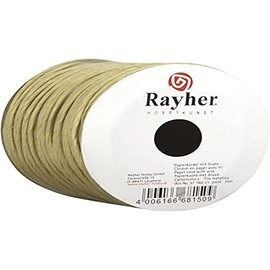 Rayher Hobby Rayher Papierkordel mit Draht, 2 mm ø, Rolle 25 m, Papierdraht, natur, Papierschnur mit Drahteinlage, zum Basteln, 5116031