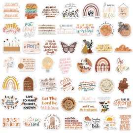 100pcs Boho Stickers Christian Jesus Stickers Inspirational Bible Verse Stickers Aesthetic Christian Religious Gifts Boho Bible Verse Vinyl Stickers for Water Bottles Laptop Journaling Scrapbook