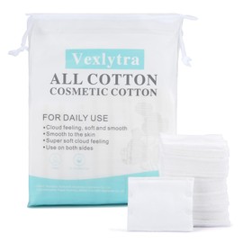 Vexlytra Premium Cotton Pads (200 Count) - Makeup Remover Pads, Hypoallergenic & Lint-Free, 100% Pure Cotton, Gentle on Sensitive Skin, Disposable Facial Cotton Pads