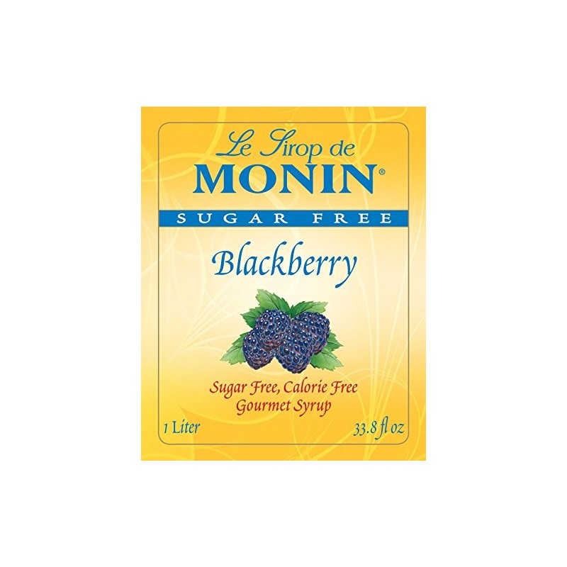 Monin Sugar-Free Blackberry Syrup Plastic Bottle, 1 Liter (33.8 fl