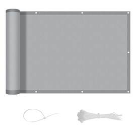 LOVE STORY Balcony Privacy Screen, Weatherproof, 80 x 500 cm, PES Balcony Cover, Balcony Cover, Balcony Panels, Balcony Cladding, Opaque Wind Protection, with Cable Ties for Outdoor Railings, Grey