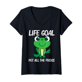 Womens Cute Frog Design For Men Women Forest Zoo Pet Animal Catcher V-Neck T-Shirt