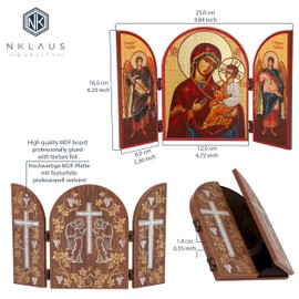 NKlaus Mother of God Quick Hearing Icon Triptych Wood 25 x 16 cm Christian 13812