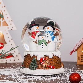 Snow Globe Christmas Water Globe Christmas Decoration Music Crystal Ball Snow Globes with Snowflakes 100mm,Lovely Snowmen