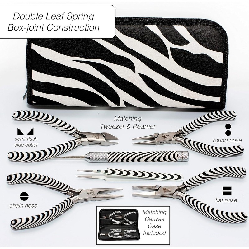 The Beadsmith Zebra Print Tool Kit – 6 Pieces: Chain,