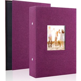 Miaikoe Photo Album 6x4 300 Pockets Slip in Large Capacity Album for Family Wedding Anniversary Linen Album Book Holds 300 Horizontal 10x15cm Photos(300 Pockets, Purple)
