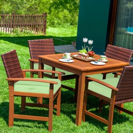 Aoodor Patio Chair Cushions Set of 2, 24 x 24 x 4 Inch Water Resistant Outdoor Seat Cushions with Handle and Ties, Square Corner Cushions for Patio Furniture Garden Lawn, Green