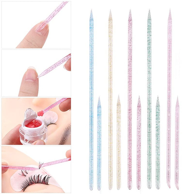 JIHUOO 100 Pieces Acrylic Cuticle Sticks Spatula Pusher Cuticle Peeler