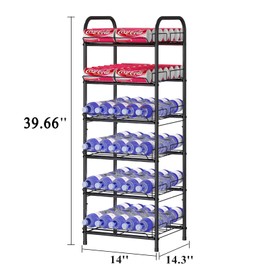 GILLAS 3 5 6 7 8 Tier Water Bottle Storage Rack, Free Standing Vertical Metal,Water Bottle Organizer, Large Capacity Bottled Rack Water Holder Stand for Cabinet Kitchen Party Pantry,Black