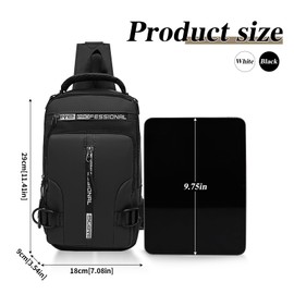 FuninCrea Men's Shoulder Bag Backpack Multi-Purpose Sling Bags for Men with USB Charging Port, 4 Layer Zipper Pockets Crossbody Bag Men Handbag Chest Bag with Unique Strap for Outdoors (Black)