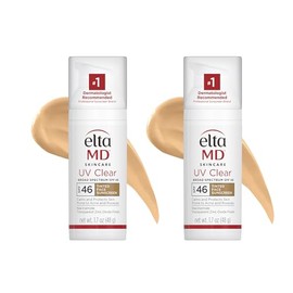 EltaMD EltaMD UV Clear Tinted Sunscreen for Face - Deep Tinted SPF 46 with Zinc Oxide, Oil-Free, Dermatologist Recommended, 1.7 oz (Pack of 2)