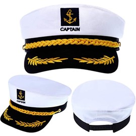 Suce Captain Hat Cap Navy Captain's Yacht Sailors Hat Adjustable Marine Admiral Hat(2pcs, Leather Brim)