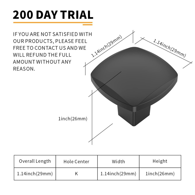 AOOTOCH 10 Pack 1 Inch Matte Black Cabinet Knobs Black