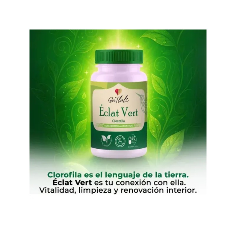Clorofila clat Vert Ga Tlali 60 Cpsulas Detox Natural, Apoyo