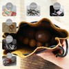 CZXCV Cowhide Leather Drawstring Pouch, Secure Small Leather Coin Purse