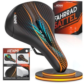 HENMI Bicycle Saddle Men Women Comfortable Breathable Shock Absorbing Ergonomic with Dynamic Spring Bicycle Saddle for Mountain Bike MTB Trekking E-Bike Road Bike Dot Pattern