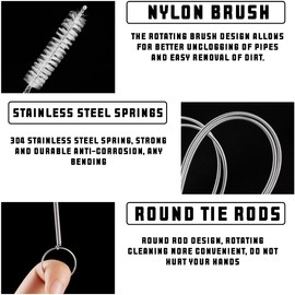 Bittwee Auto Sunroof Drain Cleaning Tool, Drain Dredging Slim Cleaning Brush, Nylon Spring Brush for Windshield Wiper Drain Hole, Flexible Pipe Tube Cleaner for Car, Automotive Accessories