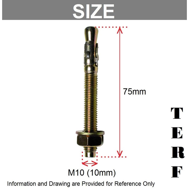 TERF® M10 X 75mm Through Bolts M10 (10mm) X 75mm