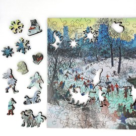 Wooden Puzzle for Adults - Uniquely Shaped Pieces - Made in The USA by FoxSmartBox - 180 Pieces - Skating in Central Park