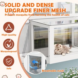 MAGIC UNION Window Catio for Indoor Cats, Cat Catio Outdoor Enclosure Window Box Perch w/Side Mosquito-Proof Wire Fits Double Hung Frames 25.4" to 43.3" Wide, Sunbathing Napping Overlooking (White)