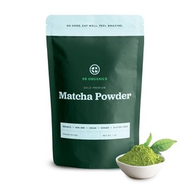 Sun Bay Organics Matcha Green Tea Gold - Polvo de alta calidad orgánico sin OMG clásico molido para hornear, batidos, café, té, 16 onzas              