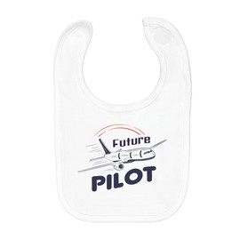 Fabulous Organic Cotton Baby Bib Future Pilot Aeroplane Pilot Job Sky, White