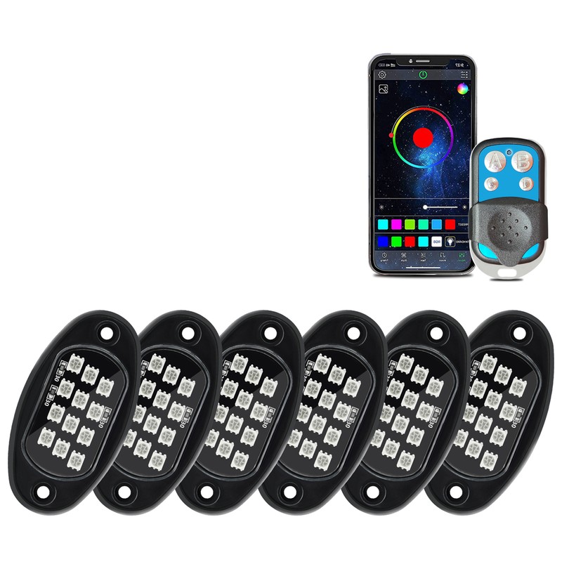 LED Rock Lights 6pcs Multicolor LED Lights Brightness Adjustment Waterproof