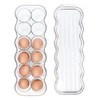 mDesign Stackable Plastic Covered Egg Tray Holder, Storage Container and