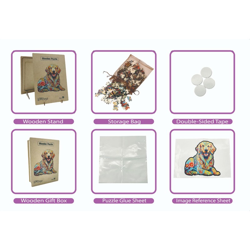 Wooden Jigsaw Puzzle for Adults - Golden Retriever Dog, Unique