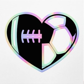 Holographic Decal Stickers Of Sport Half Hearts Football Soccer Premium Waterproof Vinyl Decal Stickers For Laptop Phone Accessory Helmet Car Window Mug Tuber Cup Door Wall Deco ANDVER30g5040HO110422