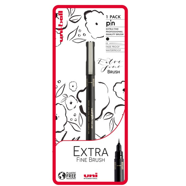 Uni-ball Extra Fine Brush 1 piece Uni-pin fineliner drawing pen, black