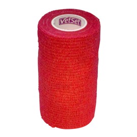 VetSet Wraptec Cohesive Bandage 100mm Red - Red, Regular